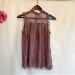 Xhilaration dusty rose lace top A205